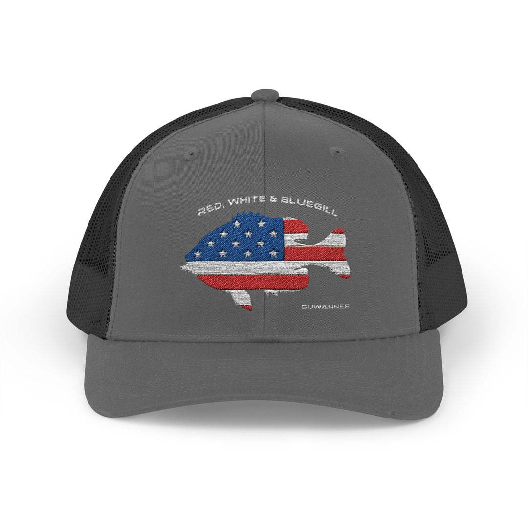 Red White & Bluetick :: Patriotic Snapback Trucker Cap :: American Flag Cap :: Fishing Enthusiast Hat :: Independence Day Apparel
