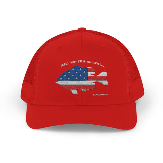 Red White & Bluetick :: Patriotic Snapback Trucker Cap :: American Flag Cap :: Fishing Enthusiast Hat :: Independence Day Apparel