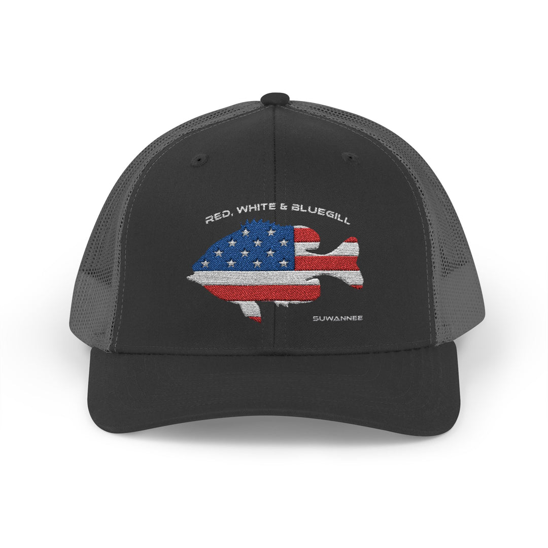 Red White & Bluetick :: Patriotic Snapback Trucker Cap :: American Flag Cap :: Fishing Enthusiast Hat :: Independence Day Apparel