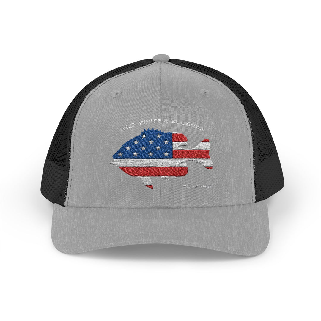 Red White & Bluetick :: Patriotic Snapback Trucker Cap :: American Flag Cap :: Fishing Enthusiast Hat :: Independence Day Apparel