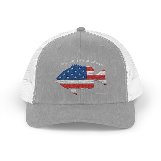Red White & Bluetick :: Patriotic Snapback Trucker Cap :: American Flag Cap :: Fishing Enthusiast Hat :: Independence Day Apparel