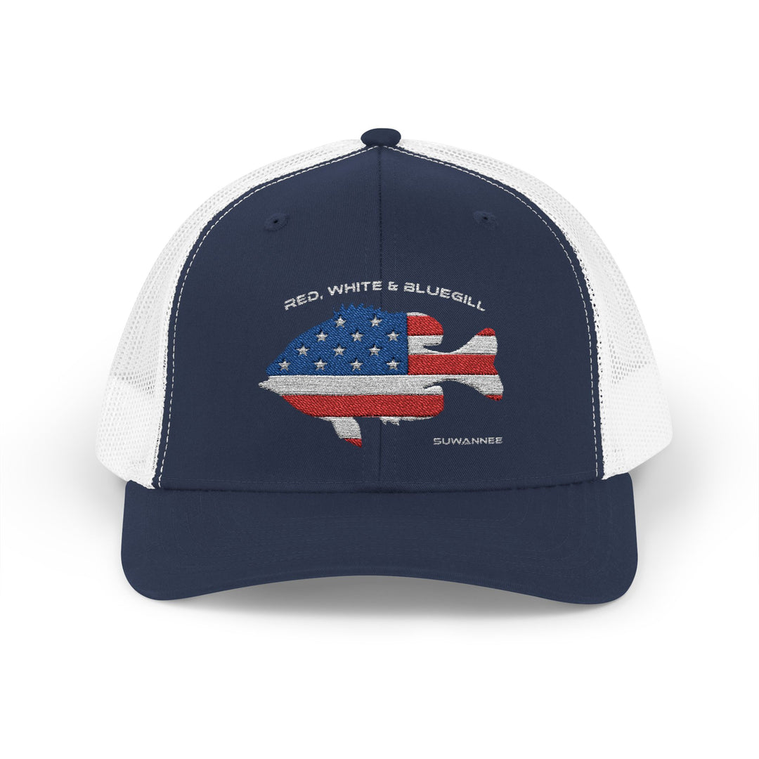 Red White & Bluetick :: Patriotic Snapback Trucker Cap :: American Flag Cap :: Fishing Enthusiast Hat :: Independence Day Apparel