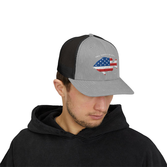 Red White & Bluetick :: Patriotic Snapback Trucker Cap :: American Flag Cap :: Fishing Enthusiast Hat :: Independence Day Apparel