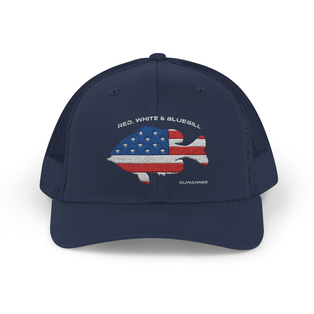 Red White & Bluetick :: Patriotic Snapback Trucker Cap :: American Flag Cap :: Fishing Enthusiast Hat :: Independence Day Apparel