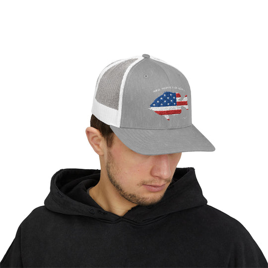 Red White & Bluetick :: Patriotic Snapback Trucker Cap :: American Flag Cap :: Fishing Enthusiast Hat :: Independence Day Apparel