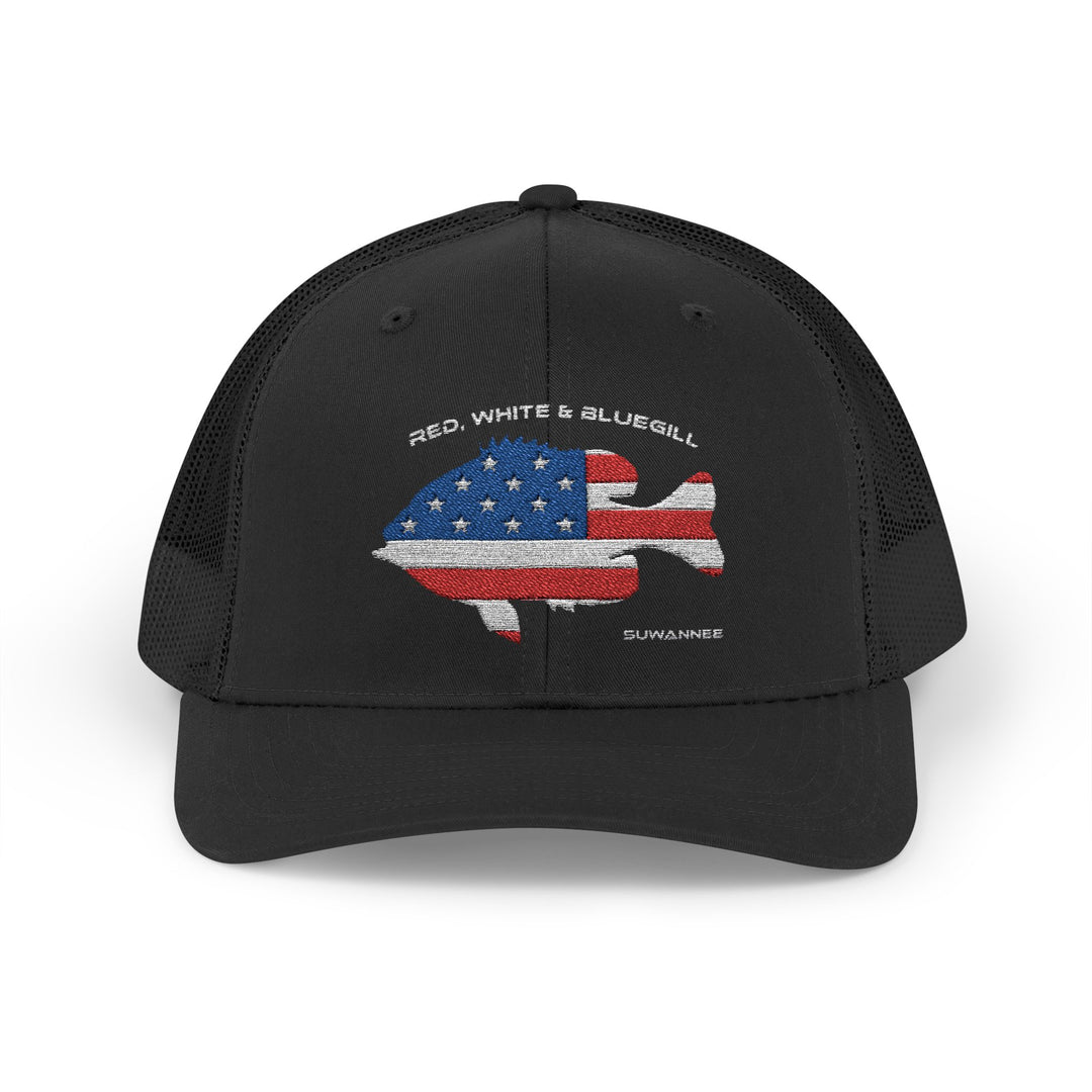Red White & Bluetick :: Patriotic Snapback Trucker Cap :: American Flag Cap :: Fishing Enthusiast Hat :: Independence Day Apparel