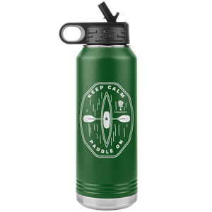 Keep Calm Kayak - Engraved Stainless Steel Water Bottle 32 oz Vacuum Insulated