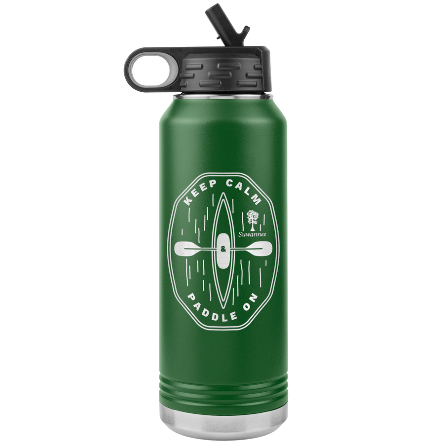 Keep Calm Kayak - Engraved Stainless Steel Water Bottle 32 oz Vacuum Insulated