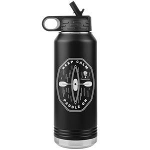 Keep Calm Kayak - Engraved Stainless Steel Water Bottle 32 oz Vacuum Insulated