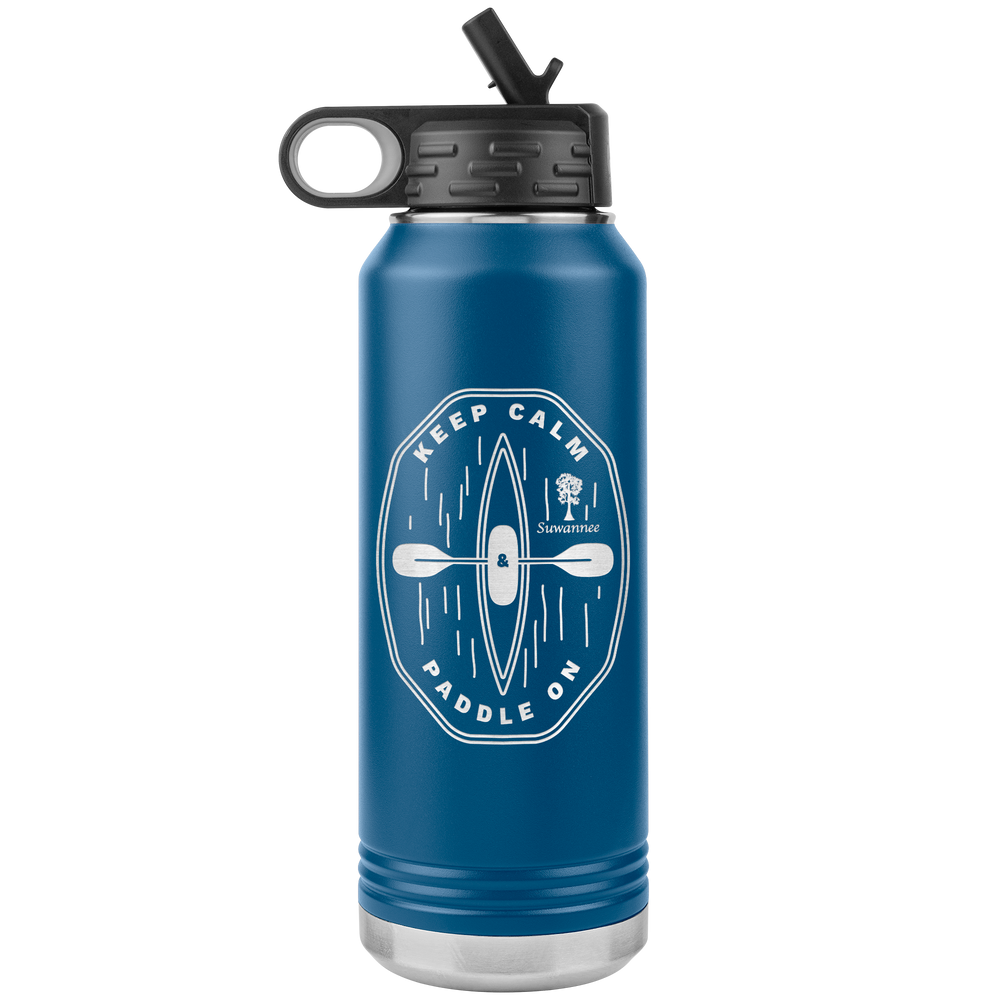 Keep Calm Kayak - Engraved Stainless Steel Water Bottle 32 oz Vacuum Insulated