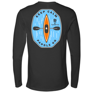 Dark Grey Mens Long Sleeve Tshirt -  Keep Calm and Paddle On Kayak logo by Suwannee Brand Sportswear Apparel