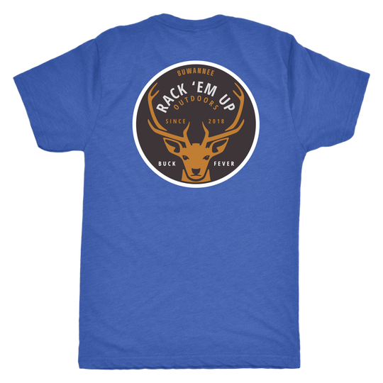 Royal Blend Mens Short Sleeve Tshirt -  Rack 'Em Up Deer Design by Suwannee Brand Sportswear Apparel