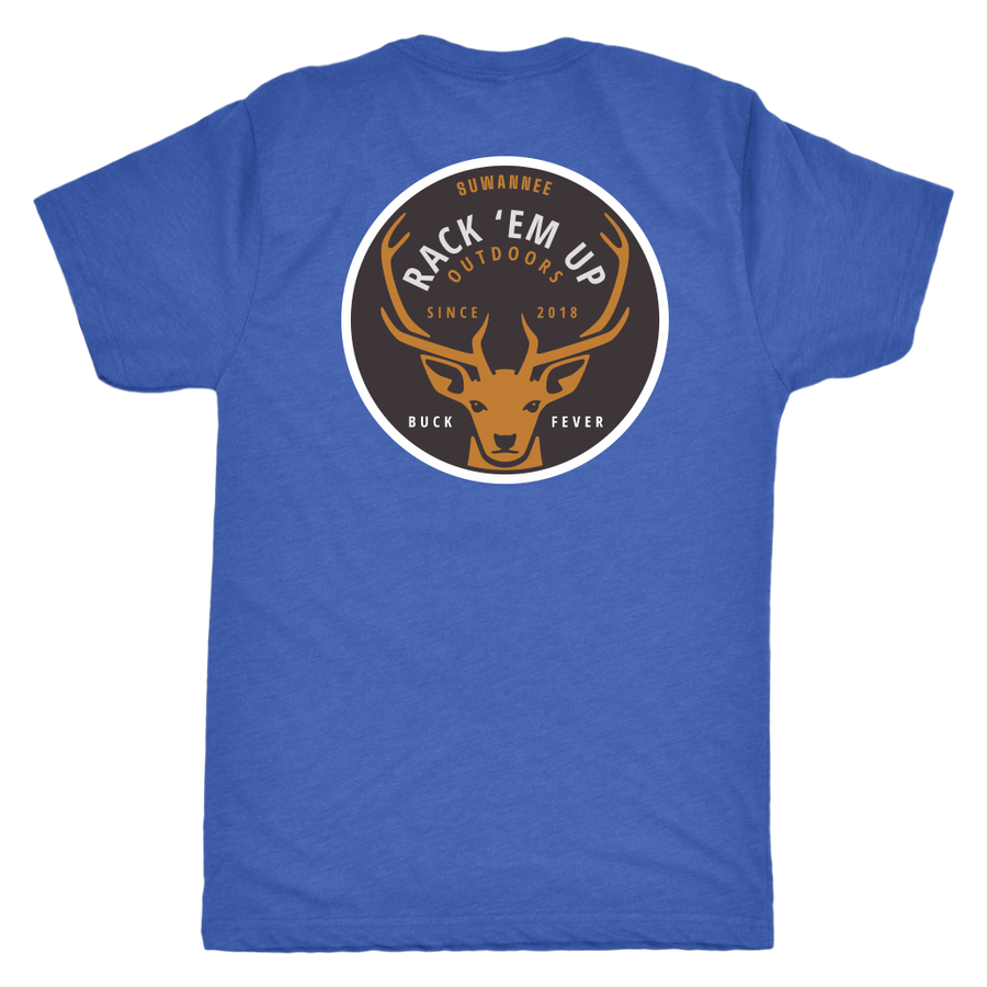 Royal Blend Mens Short Sleeve Tshirt -  Rack 'Em Up Deer Design by Suwannee Brand Sportswear Apparel
