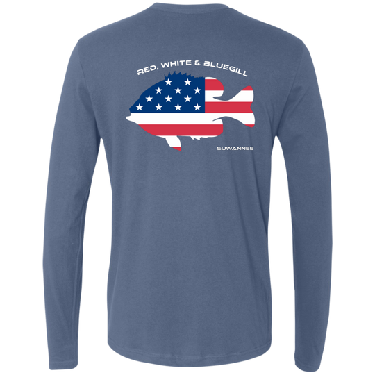 Red White & Bluegill™ :: Mens LS American Flag Tshirt :: Americana