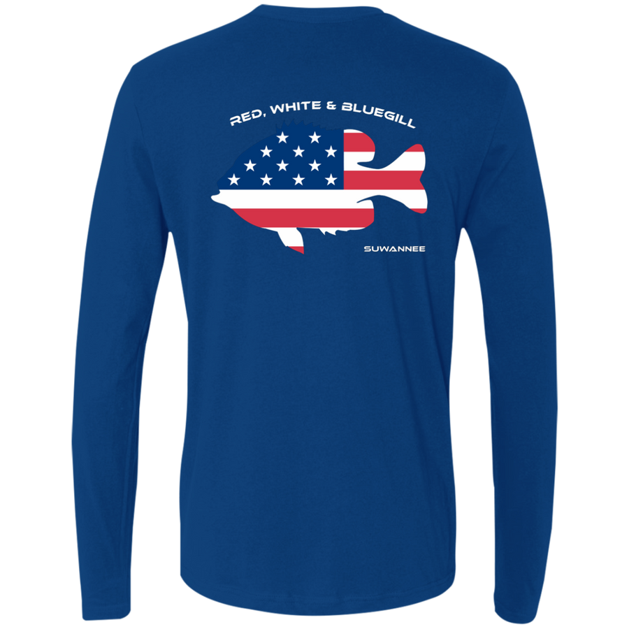 Red White & Bluegill™ :: Mens LS American Flag Tshirt :: Americana