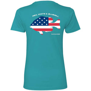 Red White & Bluegill™ :: Womens SS American Flag Tshirt :: Americana