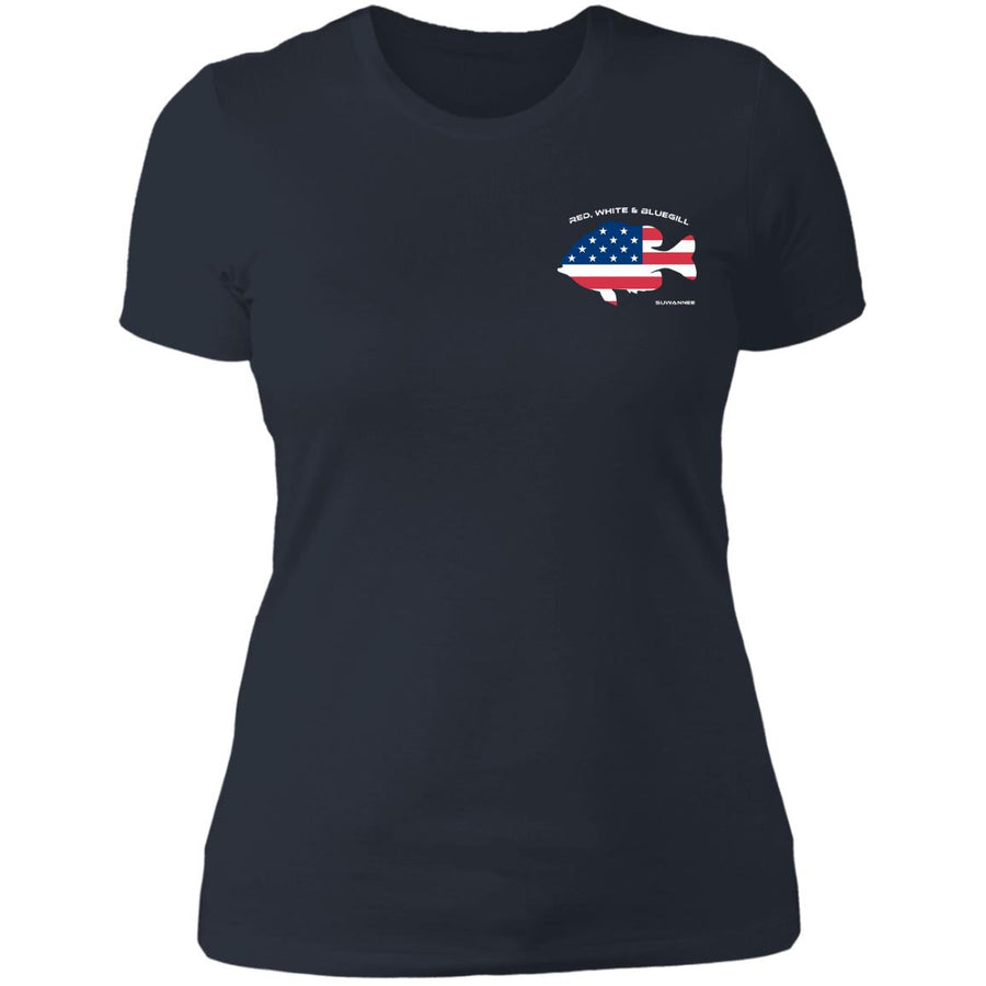 Red White & Bluegill™ :: Womens SS American Flag Tshirt :: Americana