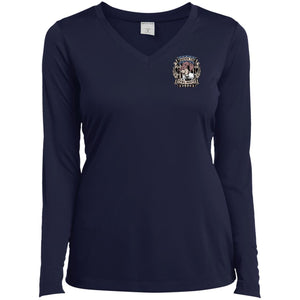 Pardon The Fowl Mouth™ Quail :: Womens LS Performance Tshirt :: Fowl Language™