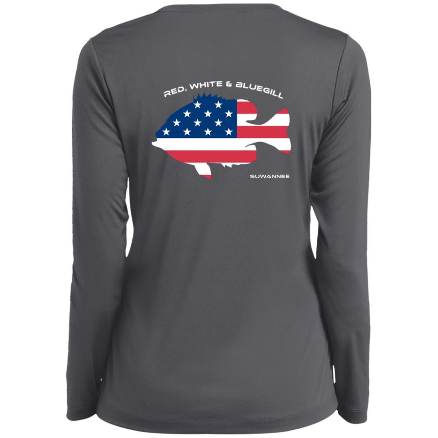 Red White & Bluegill™ :: Womens LS American Flag Performance