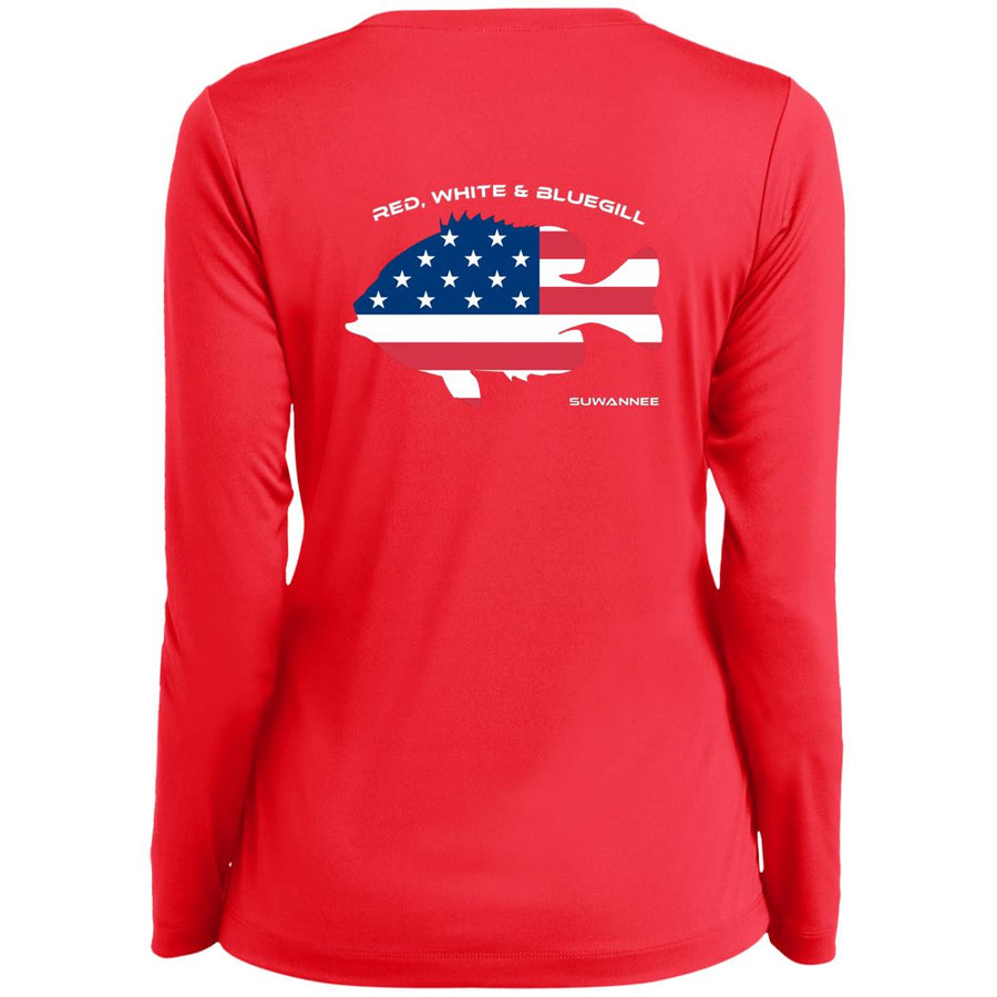 Red White & Bluegill™ :: Womens LS American Flag Performance