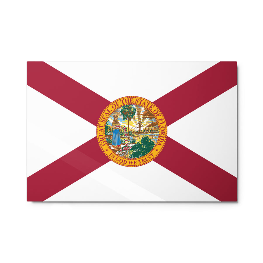 State of Florida Flag printed on a metal frame for hanging on a wall