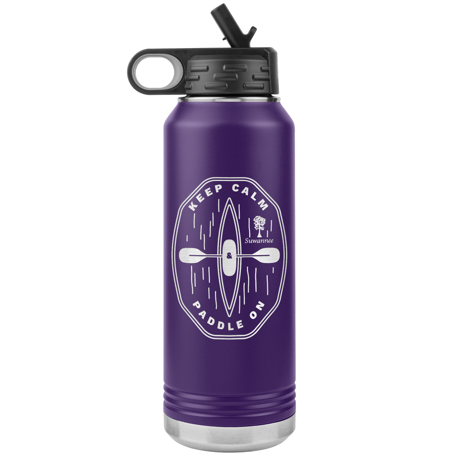Keep Calm Kayak - Engraved Stainless Steel Water Bottle 32 oz Vacuum Insulated