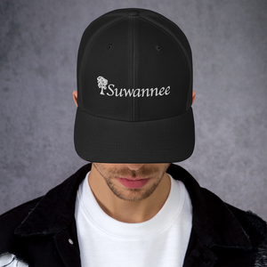 Suwannee Cypress Logo - Snap Back Trucker Mesh Back Hat - Yupoong