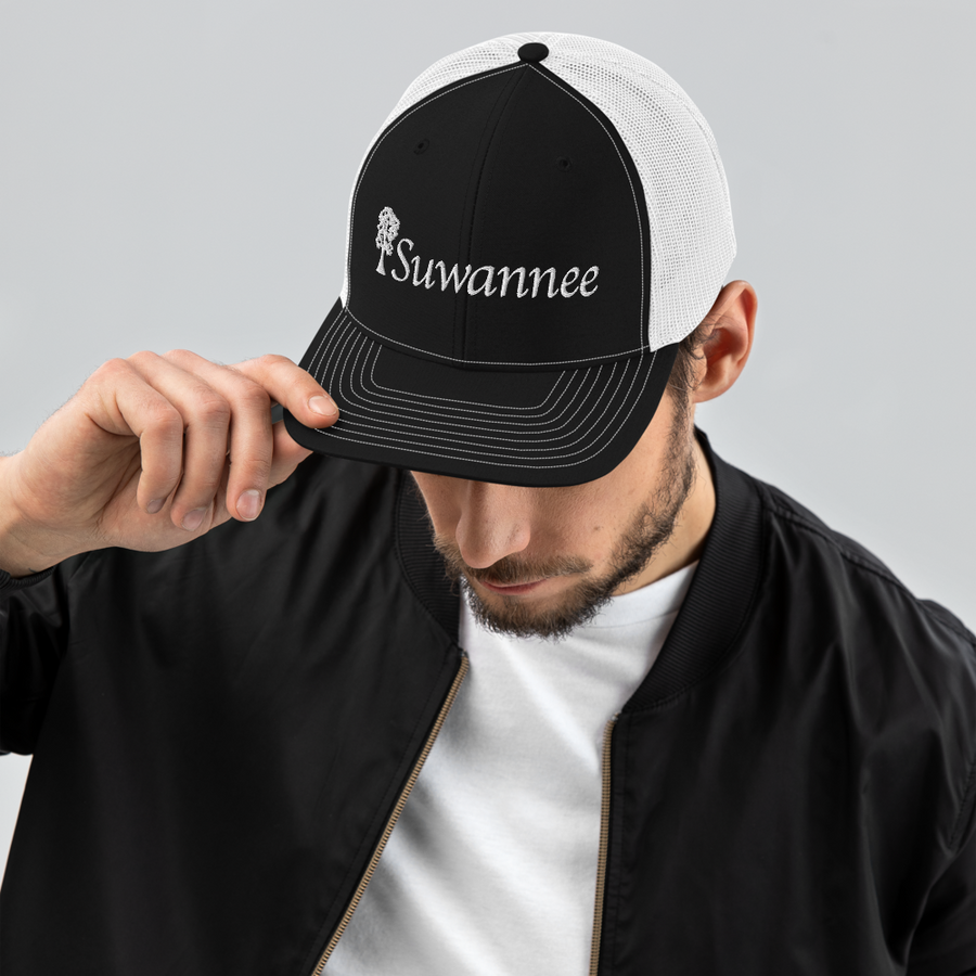 Suwannee Cypress Logo - Snap Back Trucker Mesh Back Hat - Richardson 112