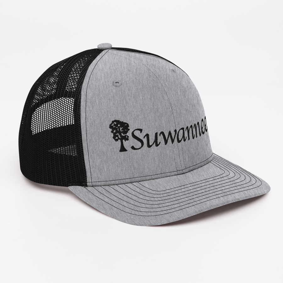 Suwannee Cypress Logo - Snap Back Trucker Hat - Gry/Blk - Richardson 112