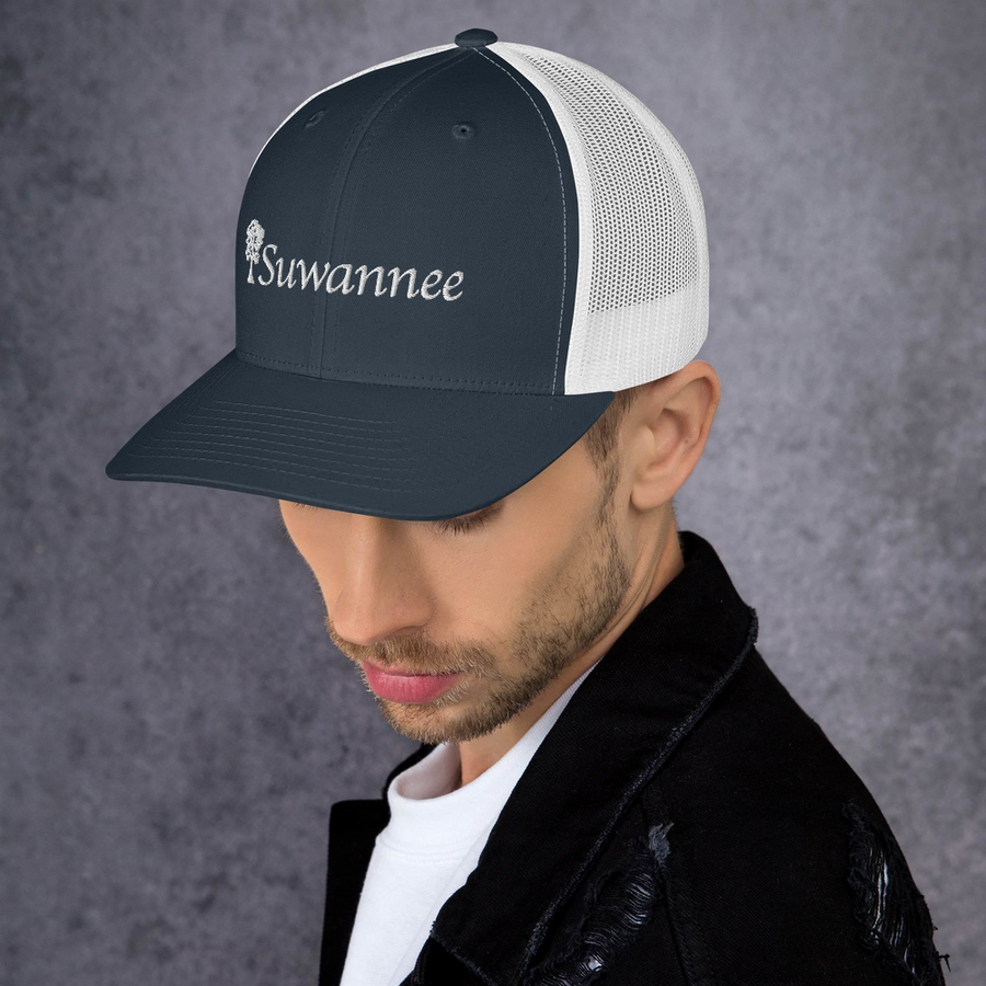 Suwannee Cypress Logo - Snap Back Trucker Mesh Back Hat - Yupoong