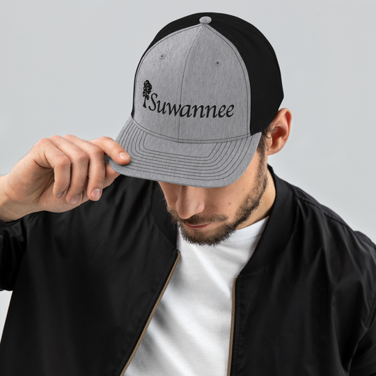 Suwannee Cypress Logo - Snap Back Trucker Hat - Gry/Blk - Richardson 112