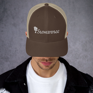 Suwannee Cypress Logo - Snap Back Trucker Mesh Back Hat - Yupoong