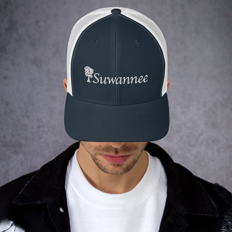 Suwannee Cypress Logo - Snap Back Trucker Mesh Back Hat - Yupoong