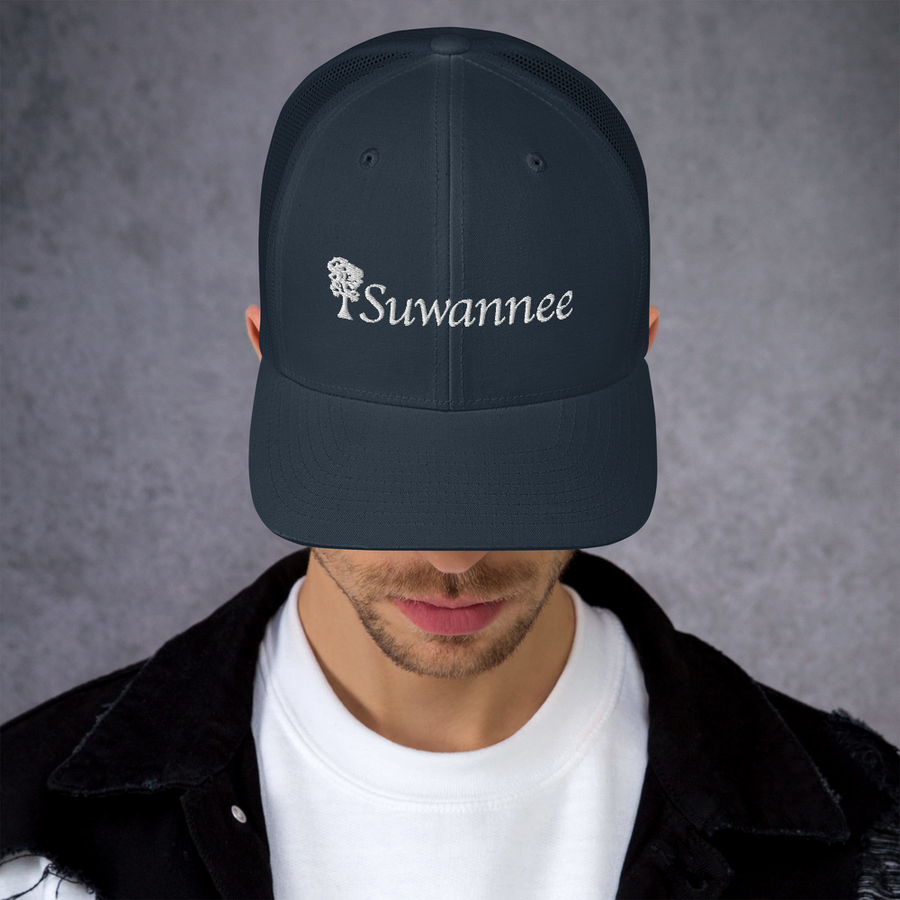 Suwannee Cypress Logo - Snap Back Trucker Mesh Back Hat - Yupoong