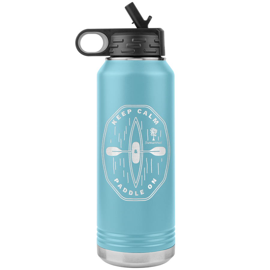Keep Calm Kayak - Engraved Stainless Steel Water Bottle 32 oz Vacuum Insulated